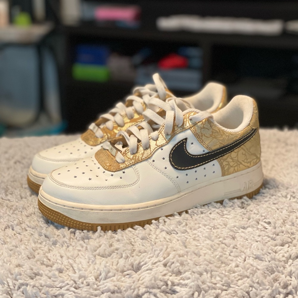 Cream, Black and Gild Air Force Ones